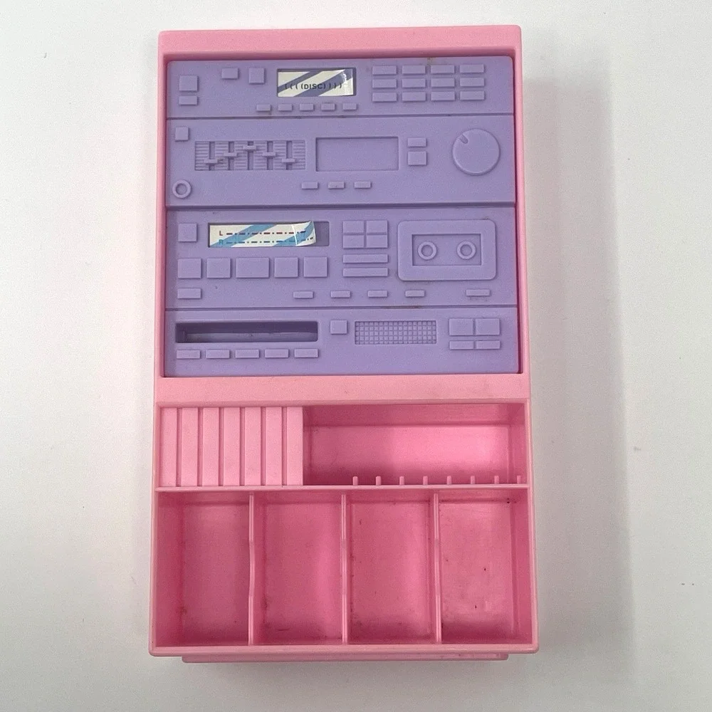 Vtg 1989 Barbie Home Entertainment Center Pink Stereo TV Speakers Mattel‎ Arco